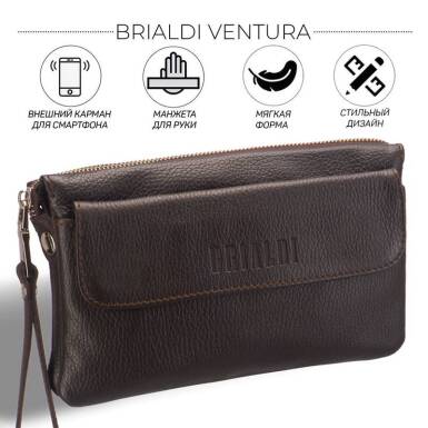 Мужской кожаный клатч BRIALDI Ventura (Вентура) relief brown