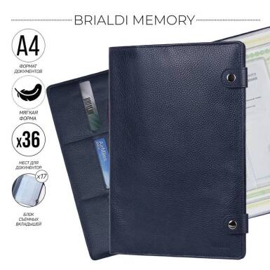 Папка для документов А4 мягкой формы BRIALDI Memory (Мемори) relief navy